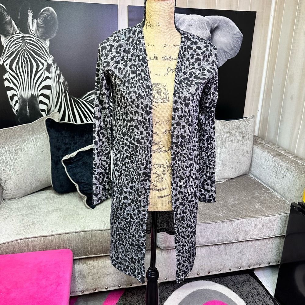 BCX Women Size XS Black and Gray Cardigan